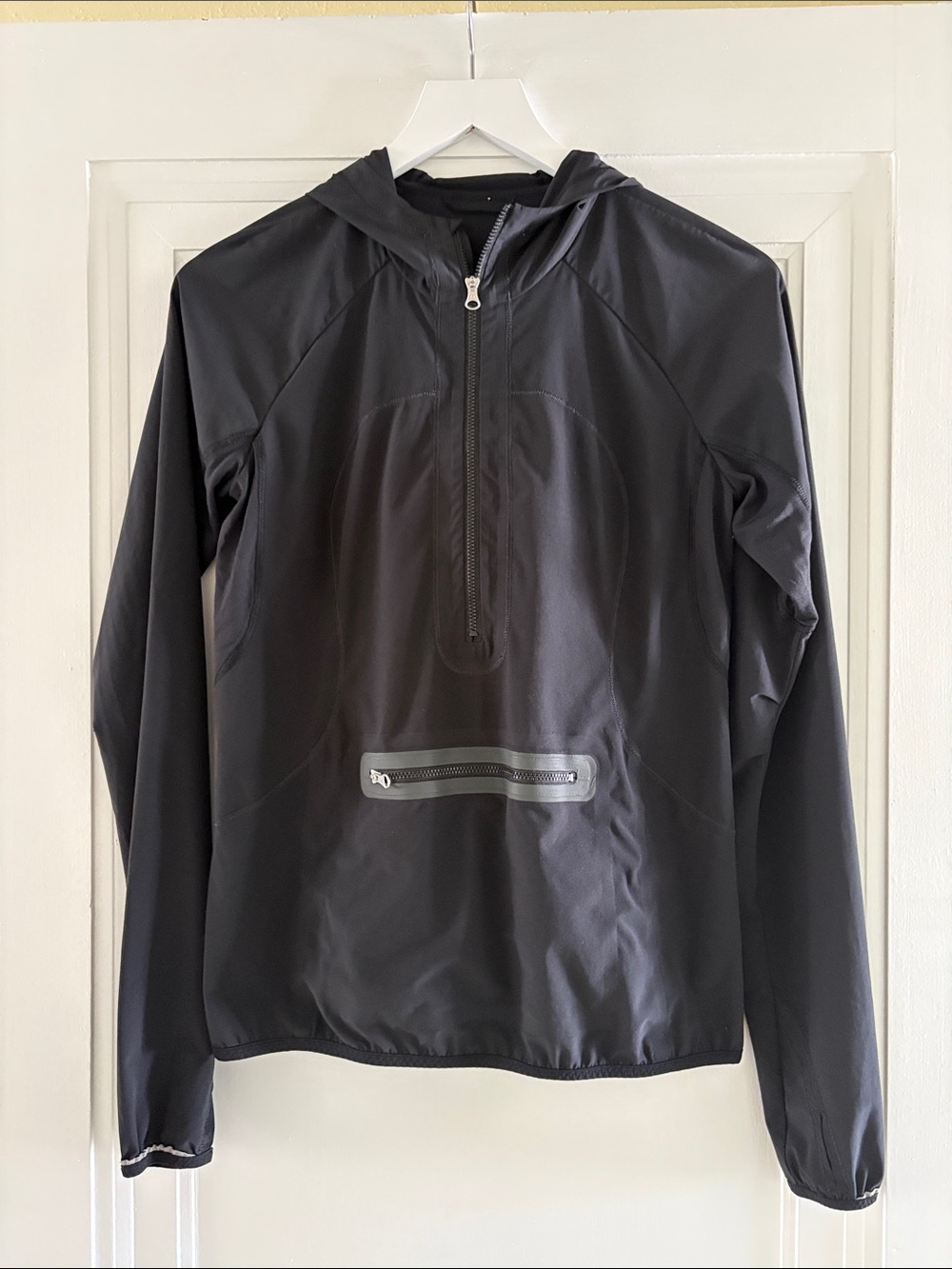 Lululemon Run: Black Stash & Dash Pullover Hooded Half-Zip Windbreaker